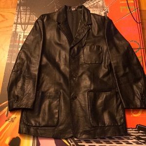 Mens 100% Leather Blazer Lined vintage
